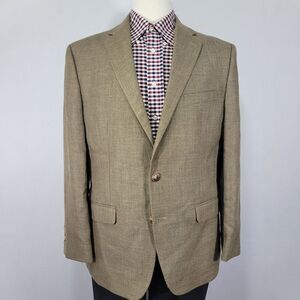 Chaps Men's Sport Coat‎ Blazer Two Button Olive Brownish Brown Poly Blend 42R